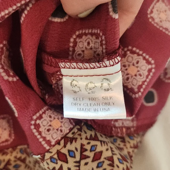 Sea New York 100% Silk Red Patterned Button Down Romper Size 6 - Picture 12 of 14